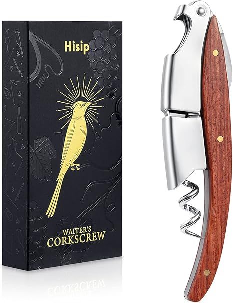 Hisip Wine Opener Upgrade Corkscrew Bottle Opener with Foil Cutter, Premium Rosewood Handle, Quic... | Amazon (US)
