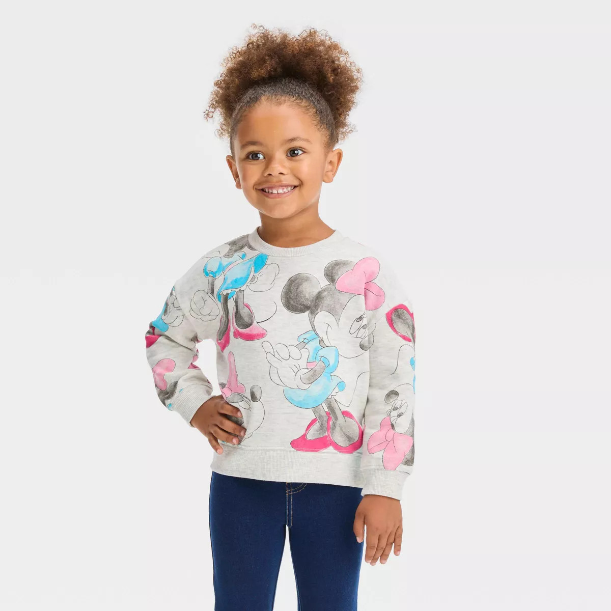 Toddler Girls' Mickey Mouse & Friends Graphic Fleece Pullover Sweatshirt - Beige | Target