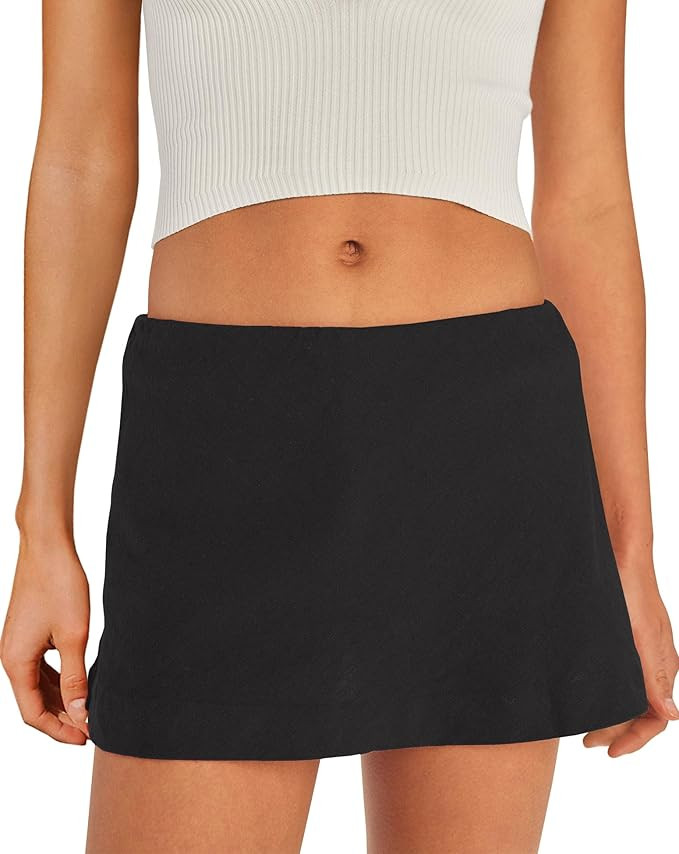 SENSERISE Womens Cotton Linen Skorts Mini Skirt with Shorts Underneath Short A Line Skirts Summer... | Amazon (US)