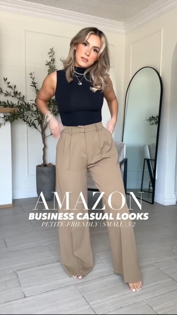 Amazon BUSINESS CASUAL Outfits 🤓🤗

✔️Look 1: small long THIN in trousers | color is Khaki (thin) | small in bodysuit 
✔️Look 2: small in striped tee + pencil skirt + small in tweed jacket 
✔️Look 3: Med in button up + small in trousers (color: brown but I think it's sold out) GRAB THE KHAKI ONES! 
✔️Look 4: small in trousers + denim long vest (size down runs big)
✔️Look 5: small in skirt 
✔️Look 6: small in trousers, tee + tweed jacket 

‼️🚨If you don't see the item that you're looking for, exit out of this post and you'll find each individual outfit linked on its own post. I could only link a maximum of 16 items per post on LTK so I have to separate each outfit to include everything (I hope that makes sense 🥴).

#LTKootd #LTKWorkwear #LTKgrwm