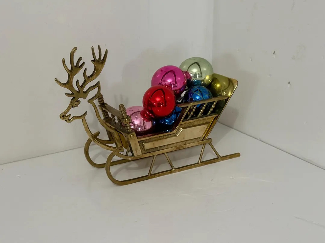Vintage Brass Reindeer With Sleigh Christmas Holiday Table Decor - Etsy | Etsy (US)