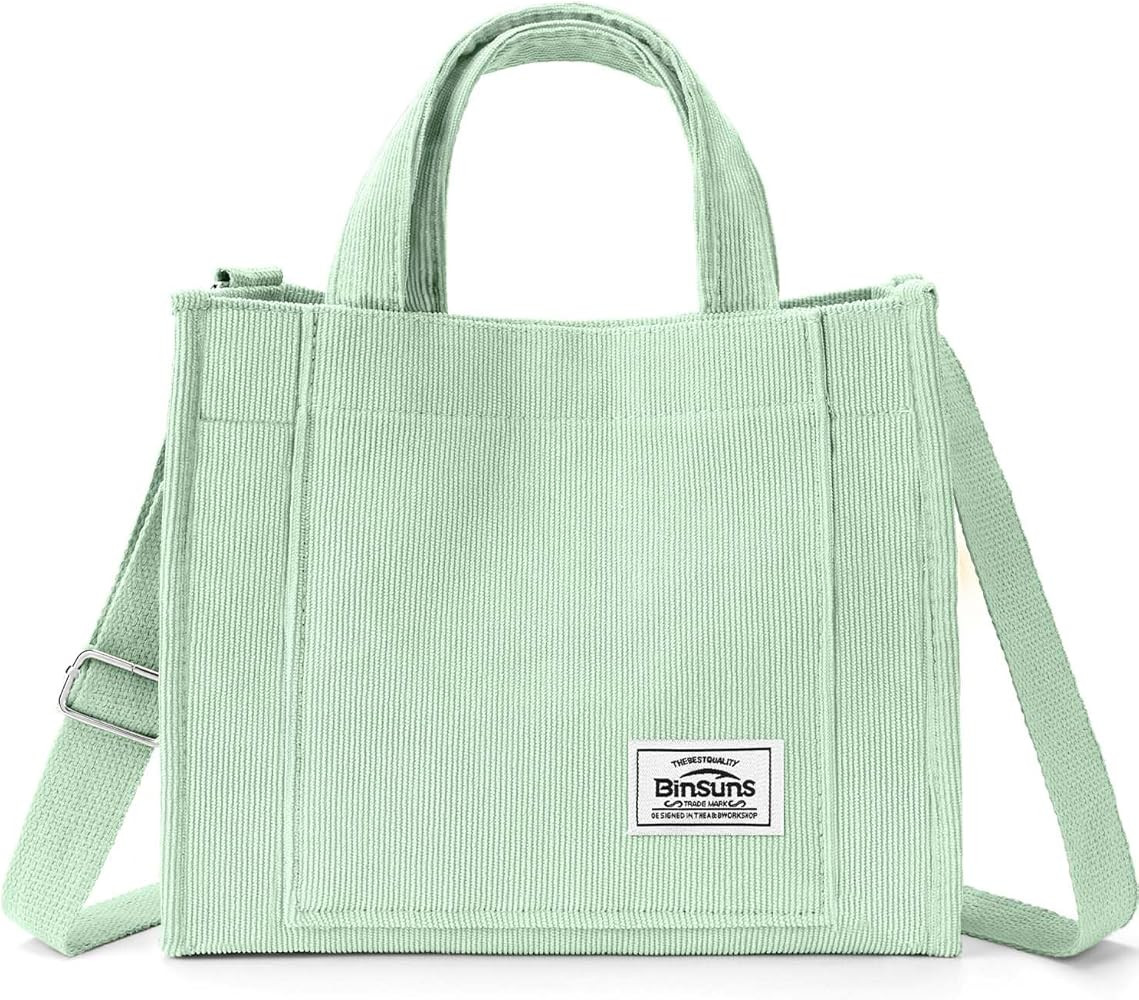BINSUNS Corduroy Tote Bag for Women Small Satchel Bag Mini Tote Bag Aesthetic Crossbody Handbag -... | Amazon (US)