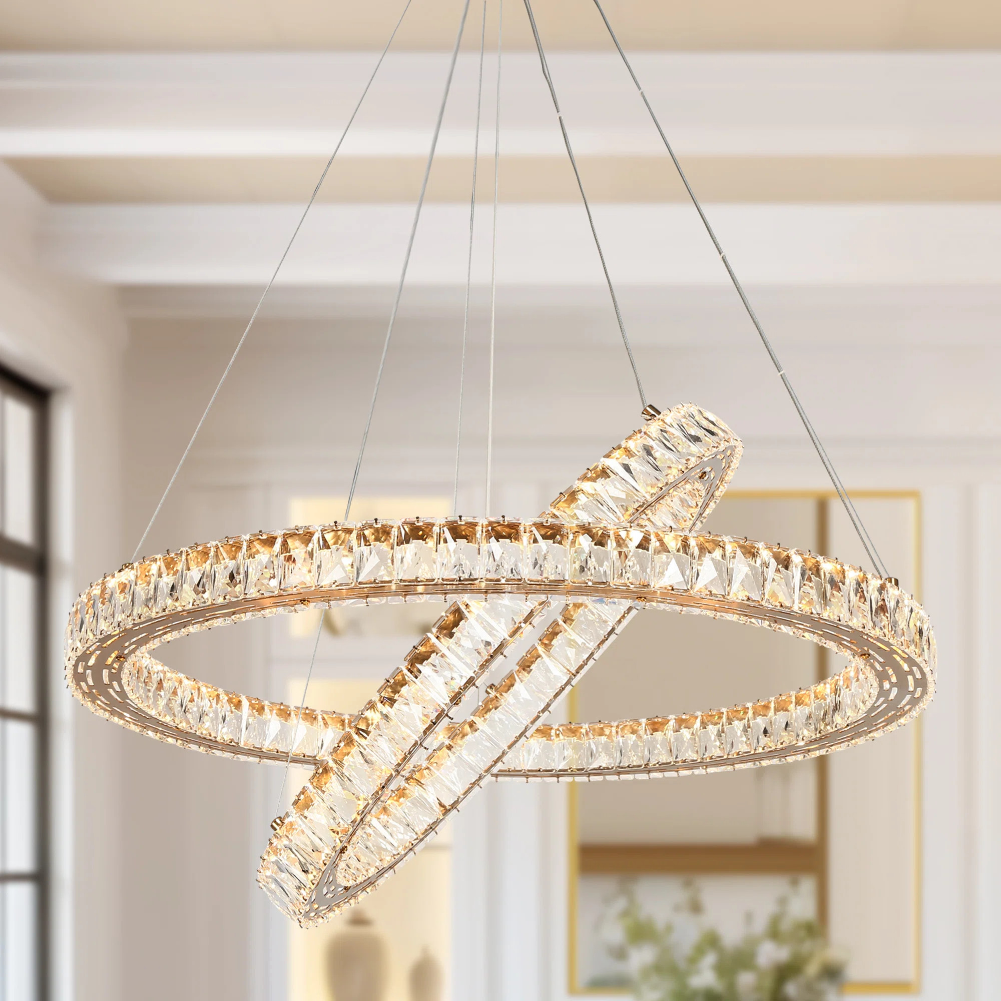 Mercer41 Jonikka 2 - Light 30.3'' W LED Wagon Wheel Crystal Glam Dining Room Chandelier | Wayfair | Wayfair North America