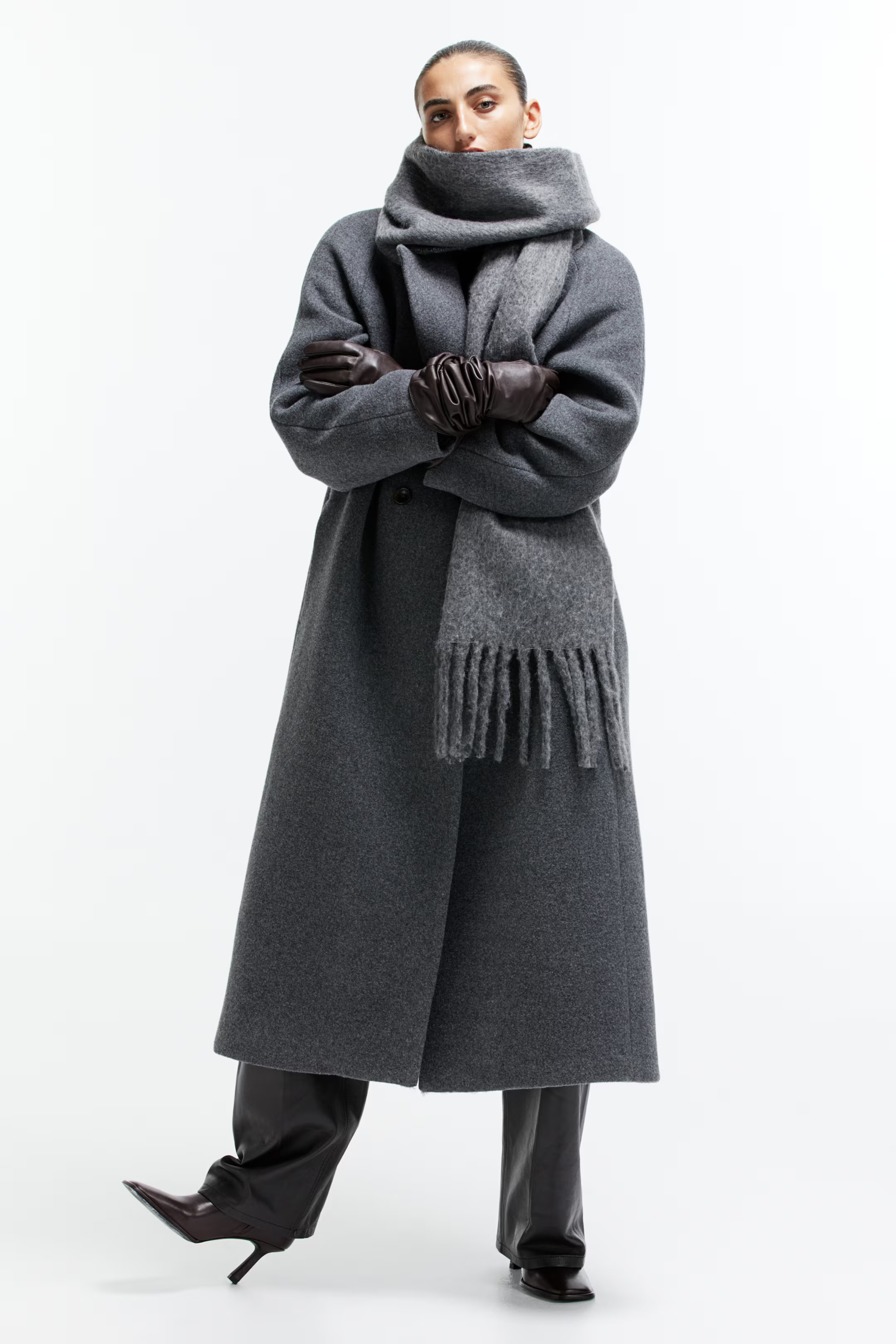 Scarf - Dark grey - Ladies | H&M GB | H&M (UK, MY, IN, SG, PH, TW, HK)