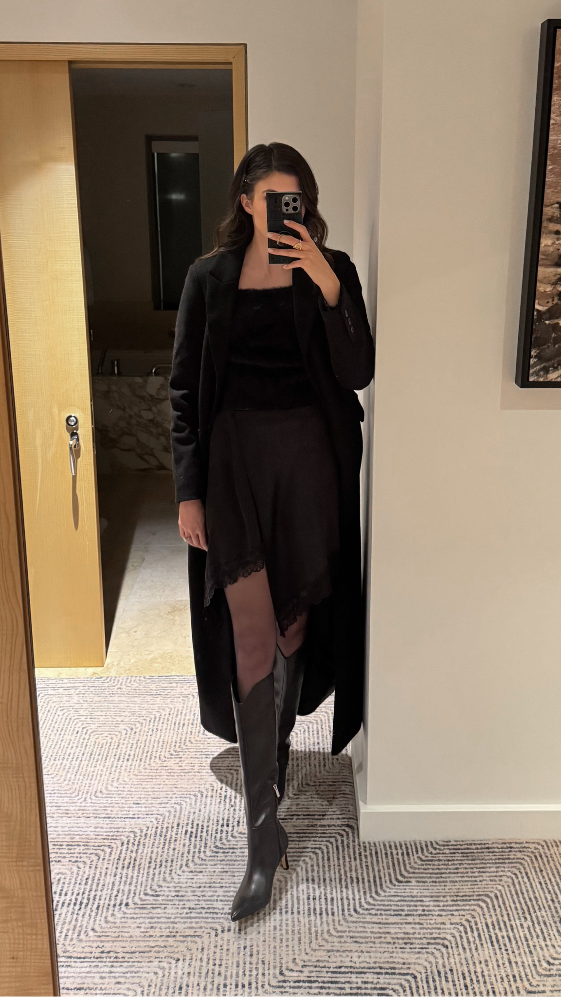 Date night outfit: 

Obsessed with this asymmetrical satin and lace skirt! And my boots are on sale! 

Faux fur top is old H&M

Sizing: 
Skirt: I sized up one size to a US 6 
Boots: TTS (9.5)
Coat: I suggest sizing up 1 to 2 sizes if you want to fit a sweater underneath 

#LTKFindsUnder50 #LTKFindsUnder100 #LTKShoeCrush