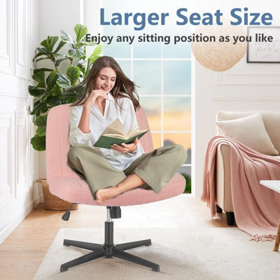 CAVINAS No Wheels Criss Cross Chair,Armless Office Chair with Adjustable Height,Computer Chair with Rocking Mode,Desk Chair for Home,Pink,Faux Leather | Target