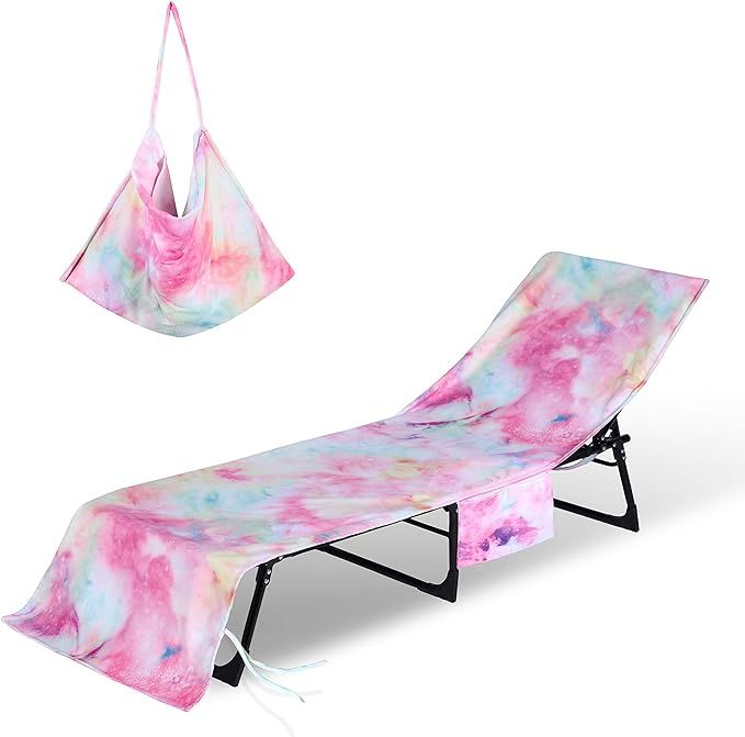 THOVSMOON Beach Lounge Chair Towel Cover,Soft Microfiber Chaise Lounge Towel Cover Patio Pool Cha... | Amazon (US)