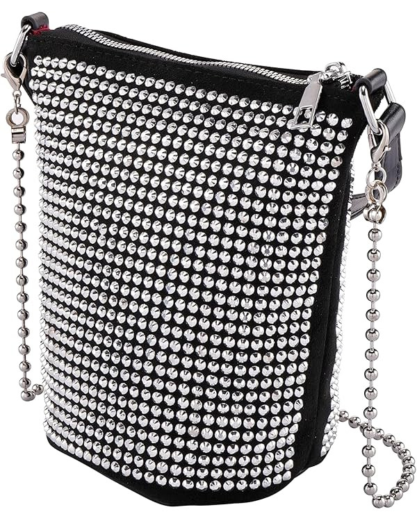 Women Rhinestone Bucket Handbag Purse Top Handle Glitter Sparkly Rivets Crossbody Shoulder Bag Cl... | Amazon (US)