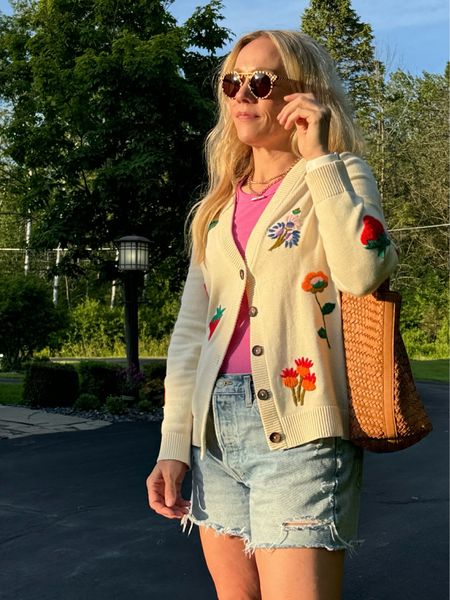 easy Boden cream cardigan, favorite agolde denim shorts, gap racerback tank, nosolo sandals, madewell tote, krewe sunglasses 

See more everyday casual outfits over on CLAIRELATELY.com 

#LTKOver40 #LTKSeasonal #LTKStyleTip