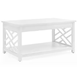 Alaterre Furniture Coventry 36 in. White Medium Rectangle Wood Coffee Table with Shelf ANCT14WH -... | The Home Depot