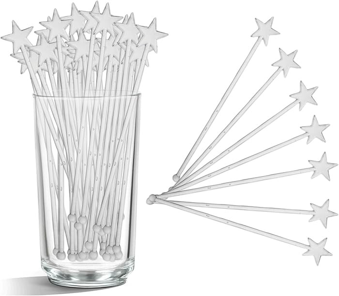 50 Pcs Cocktail Stirrers, 7.87 inch Drink Stirrers Reusable Coffee Stirrers Plastic Swizzle Stick... | Amazon (US)