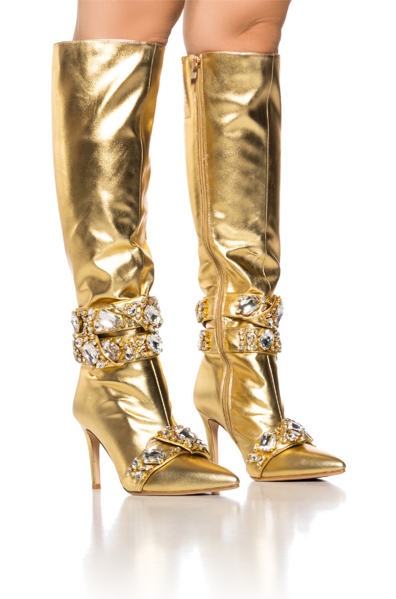AZALEA WANG ALONZA GOLD DIAMOND EMBELLISHED BOOT | AKIRA