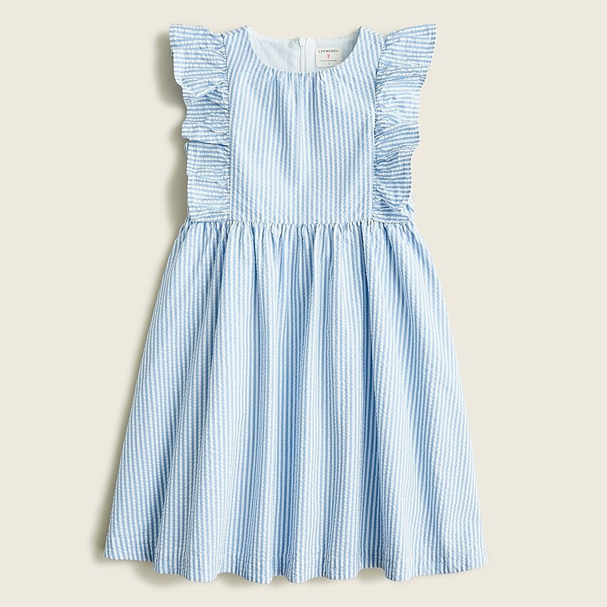 Girls' flutter-sleeve dress in seersucker | J. Crew US
