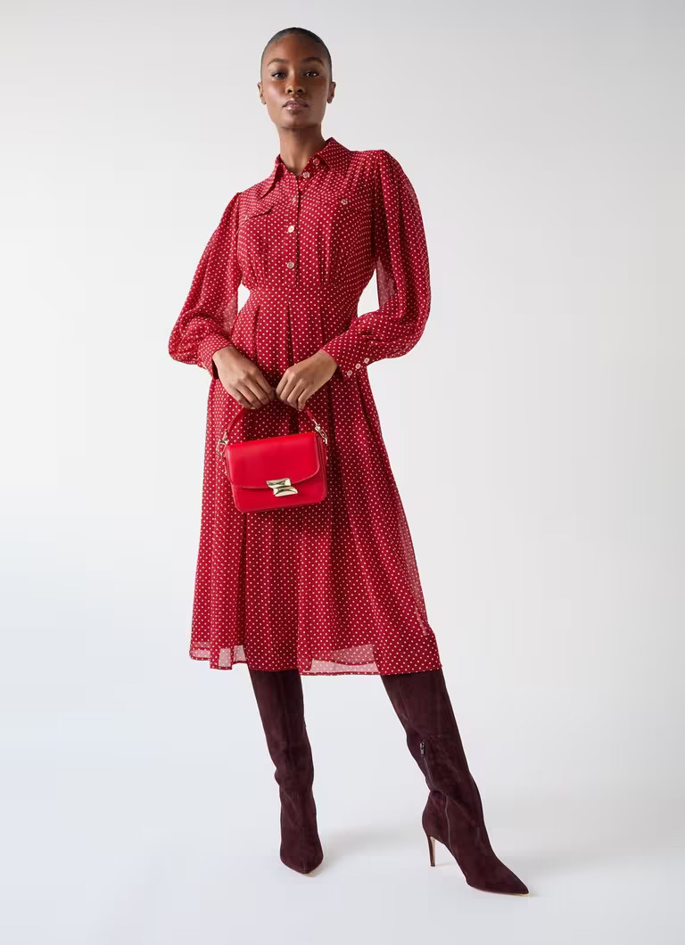 Cody Red Polka Dot Print Pocket Shirt Dress | L.K. Bennett (UK)
