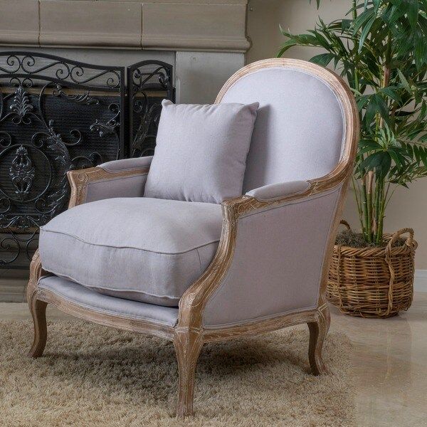 MacArthur Weathered Oak Natural Fabric Arm Chair by Christopher Knight Home | Bed Bath & Beyond