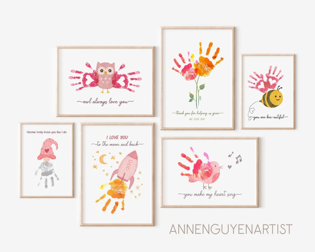 Mother's day handprint art activity Set of 12 prints bundle birthday gift grandma nana nanny DIY ... | Etsy (US)