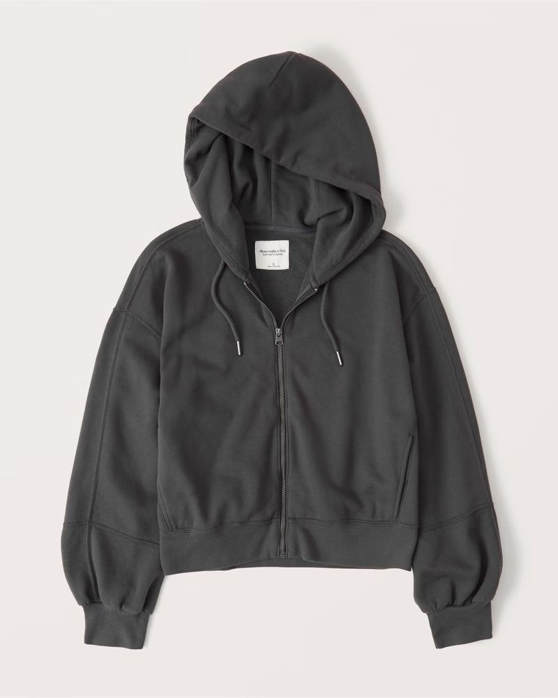 Puff-Sleeve Full-Zip Hoodie | Abercrombie & Fitch (US)