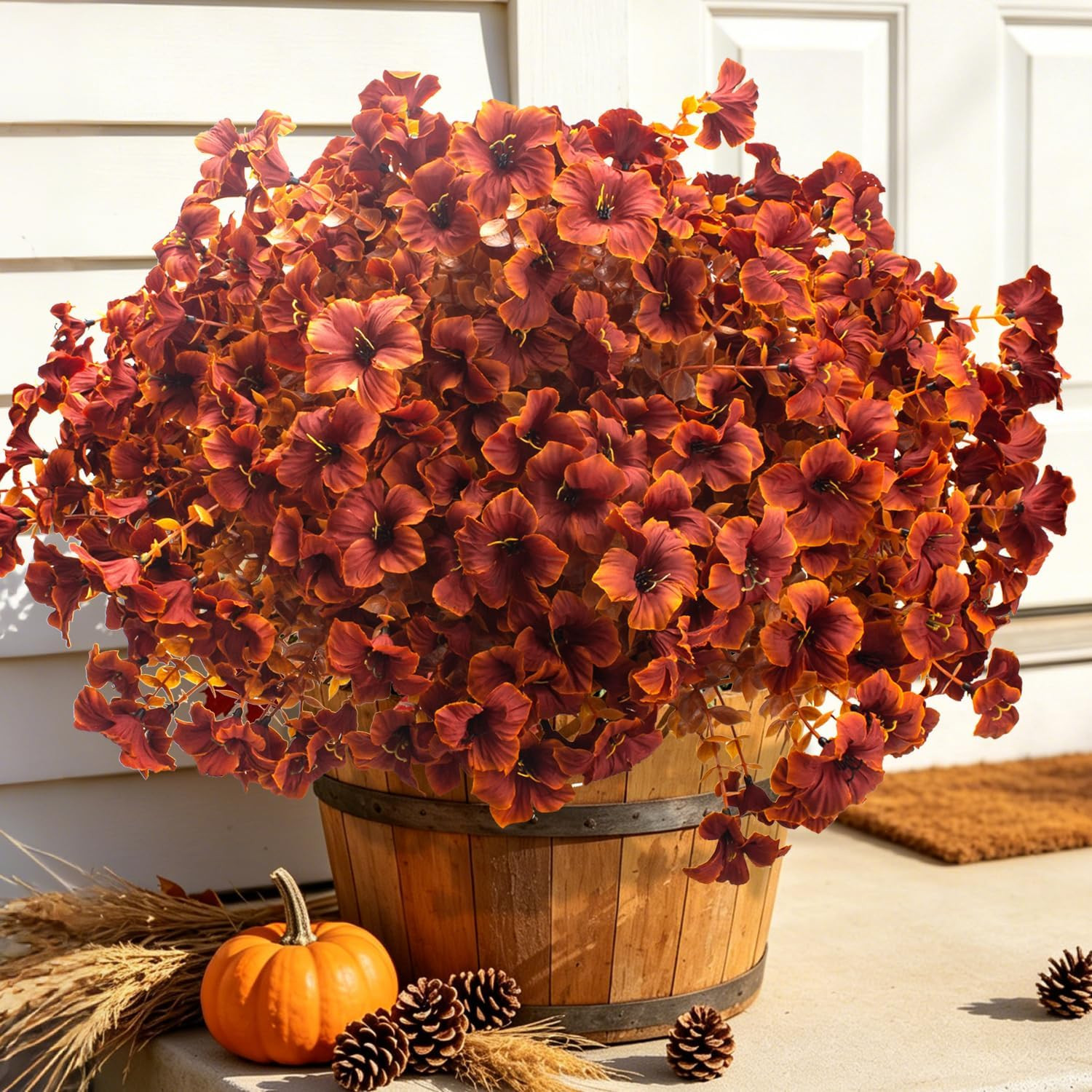 16 Bundle Artificial Fall Petunias Flowers UV Resistant Plants for Outdoor | Amazon (US)