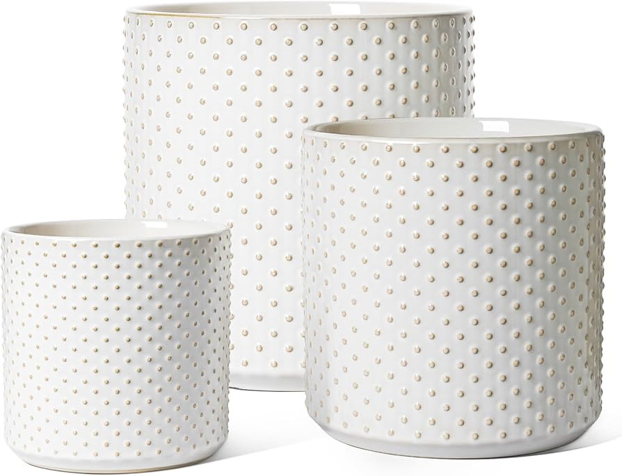 LE TAUCI 6+8+10 Inch Plant Pots Indoor, Ceramic Planter Pots for Plants, Raised Dots Flower Pots ... | Amazon (US)
