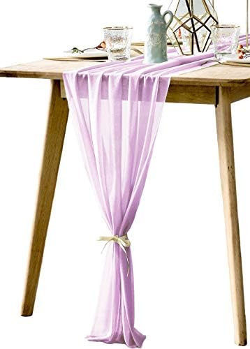 BOXAN Rustic 30x120 Inch Light Purple Sheer Table Runner for Boho Lavender Wedding Party Decor,Ro... | Amazon (US)