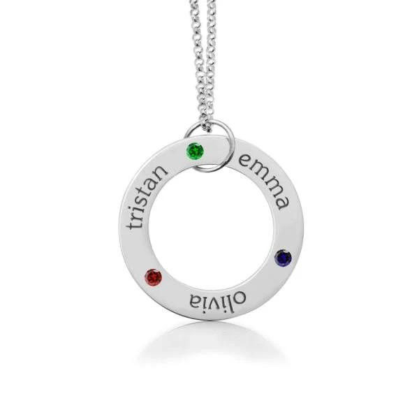 Circle Pendant Necklace with Birthstones | Tiny Tags (US)