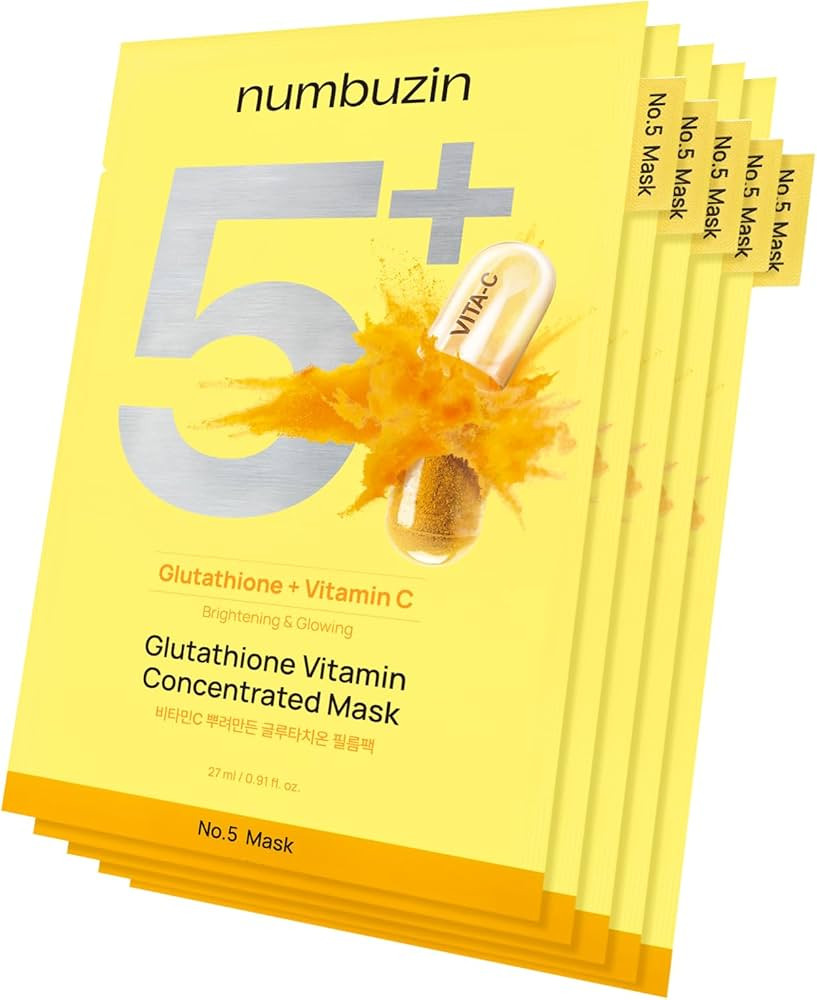 numbuzin No.5 Sheet Mask | Vitamin Spotlight Sheet Mask | Glutathione and Vitamin C | Reduces Hyp... | Amazon (US)