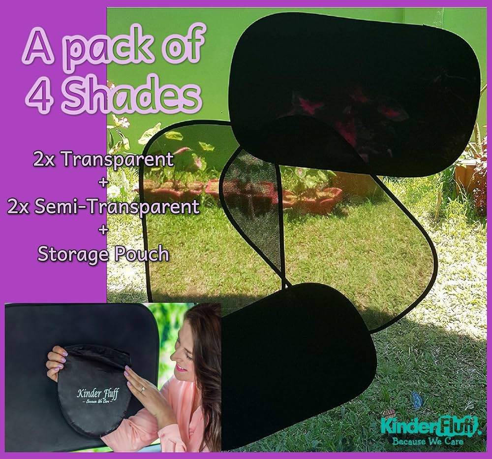 kinder Fluff Car Window Shade (4Pack)-The Only Certified Car Window Sun Shade for Baby Proven to ... | Amazon (US)