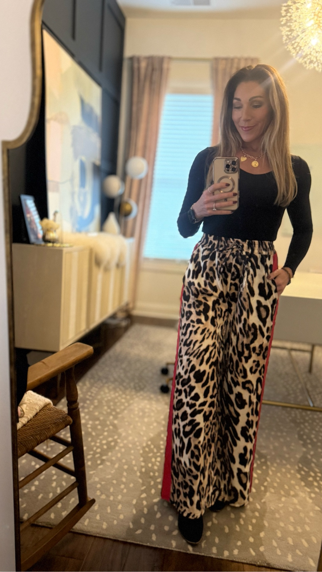 Okay but these pants are so fun 🐆 And this bodysuit? Double lined and totally snatches you up!💃🏻 Amazon finds that are cute, affordable & can dress them up with a bootie or heel or be more casual with sneakers 👟. 

#LTKOver40 #LTKFindsUnder50 #LTKPetite