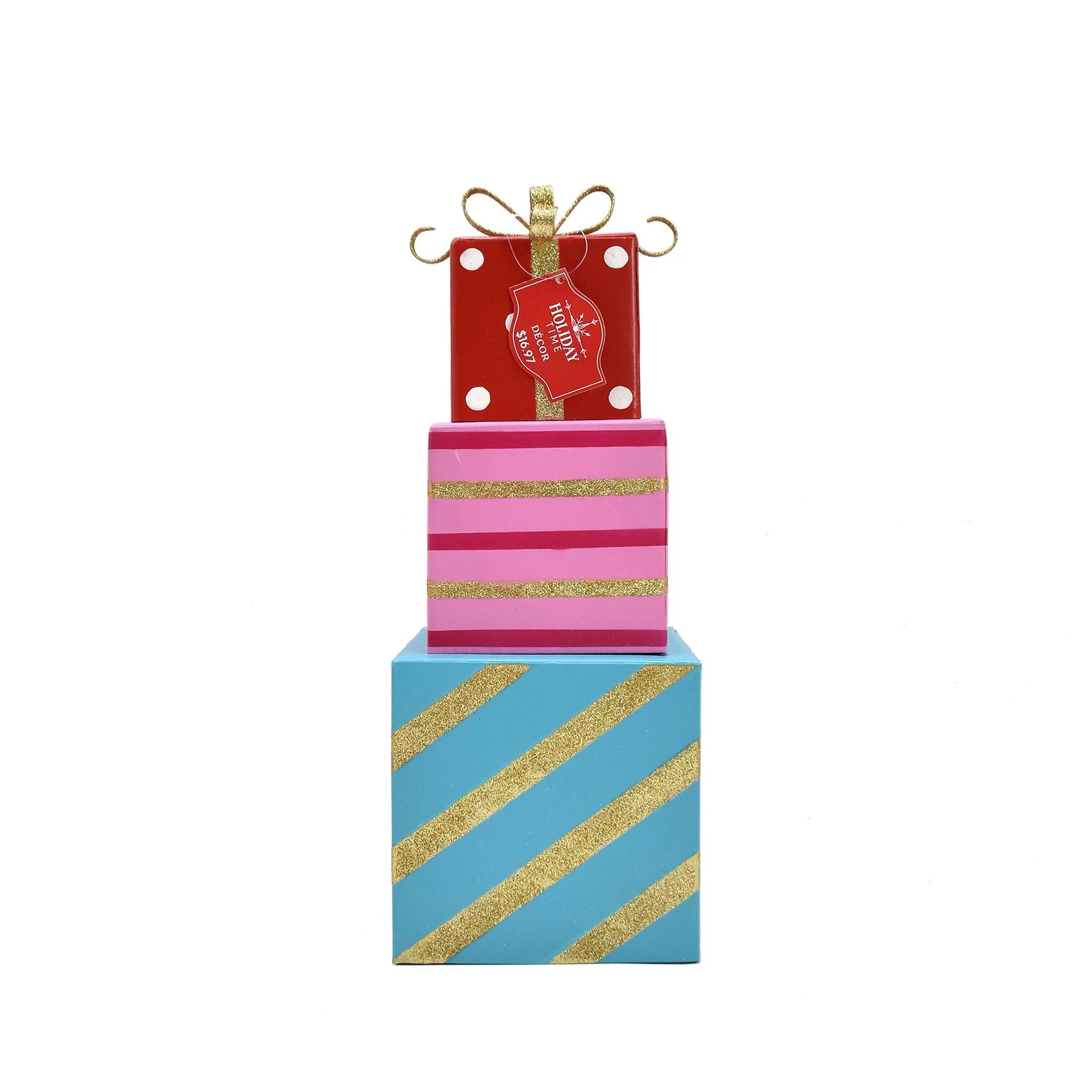 Red Pink and Blue Metal Gift Box Table Decor, 14.6 ft , by Holiday Time | Walmart (US)