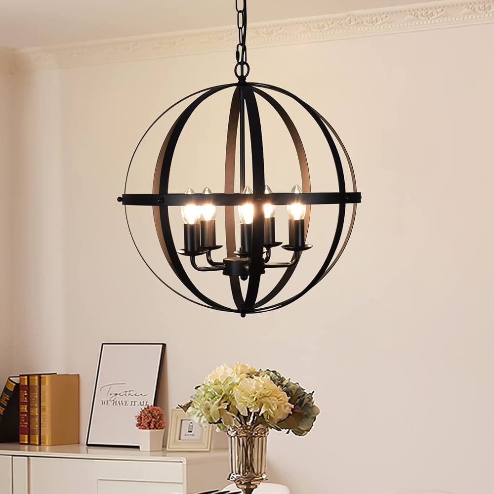 DLLT Pendant Light Metal, 5-Light Globe Pendant Lighting, Adjustable Hanging Ceiling Chandelier L... | Amazon (US)