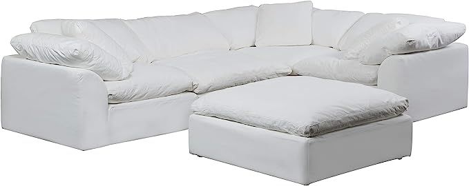 Sunset Trading Cloud Puff 5 Piece Modular Performance White Sectional Slipcovered Sofa, | Amazon (US)