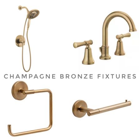 Bathroom fixtures faucet champagne bronze delta shower bath vanity renovation gold hardware 

#LTKfindsunder50 #LTKhome