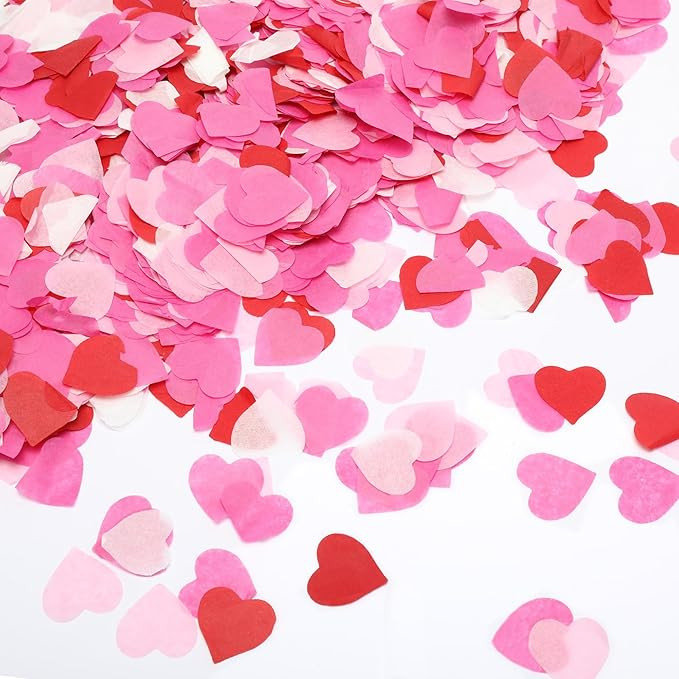 5000Pcs Heart Paper Confetti, Large Table Confetti Hearts Shaped for Valentine's Day, Wedding, Bi... | Amazon (US)