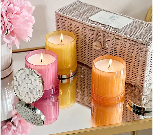 Elton John x Slatkin + Co. S/3 8oz Candles English Hamper | QVC