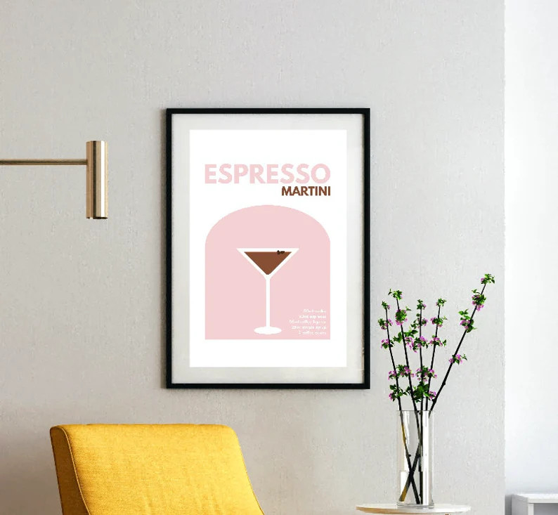Espresso Martini Digital Download Print PINK Modern Bar Art - Etsy | Etsy (US)