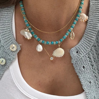 Maris Semi-Precious Necklace - White/Turquoise | BaubleBar