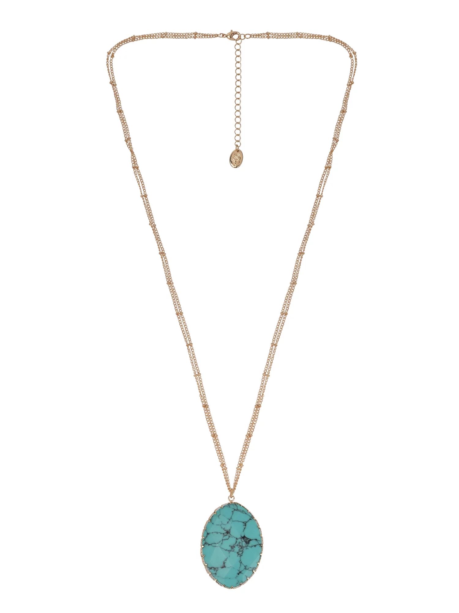 The Pioneer Woman Turquoise Stone and Gold Long Pendant Necklace | Walmart (US)