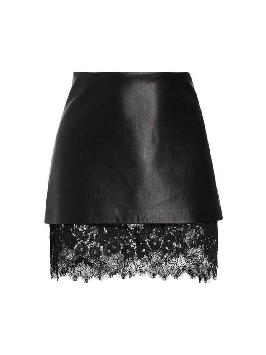 Faux Leather & Lace Miniskirt | Saks Fifth Avenue