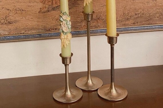 Set of Three Brass Candle Stick Holders | Etsy | Etsy (US)