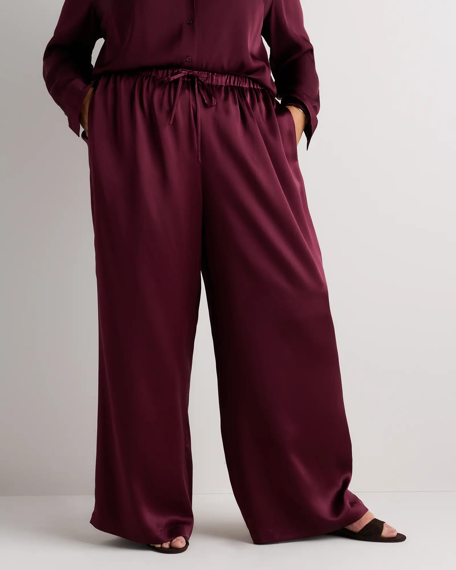 100% Washable Silk Drawstring Wide Leg Pants | Quince