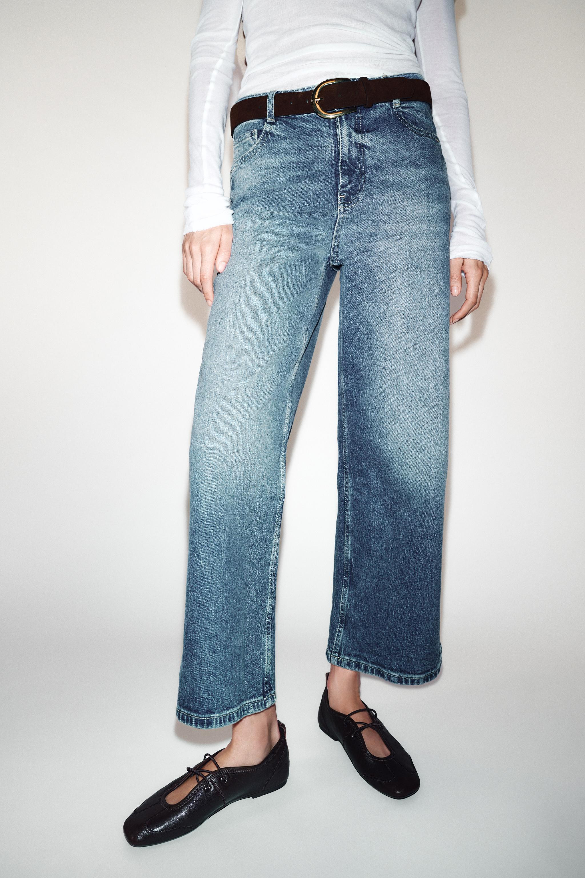 Z.10 HIGH-WAIST BELTED CULOTTES JEANS | Zara UK