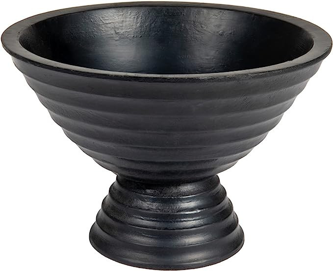 Boho Wood Pedestal Serving Bowl, Black Finish | Amazon (US)