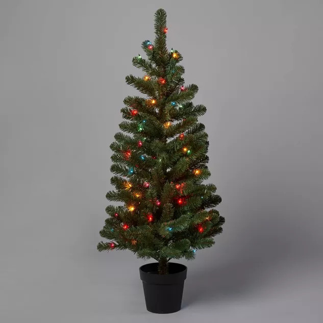4' Pre-Lit Alberta Spruce Potted Artificial Christmas Tree Multicolor Lights - WondershopT... | Target