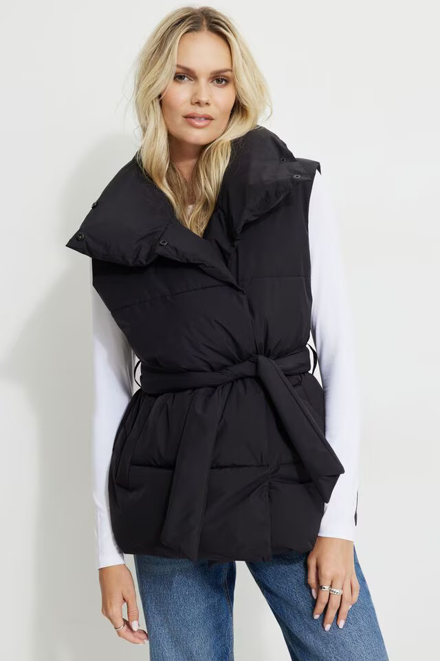 Belted Puffer Vest | Dynamite Clothing
