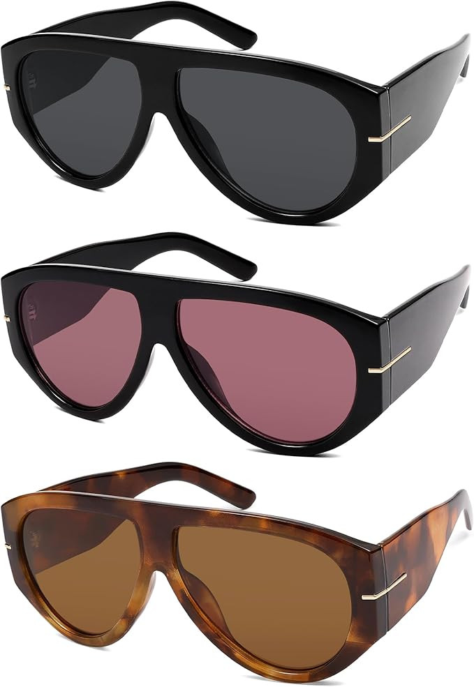 Oversized Retro Aviator Sunglasses Womens Mens 70s Classic Vintage Sun Glasses AR82227 | Amazon (US)