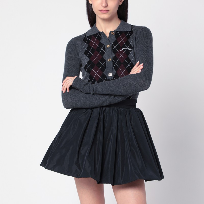 Grey polo with wool diamonds | The Double F