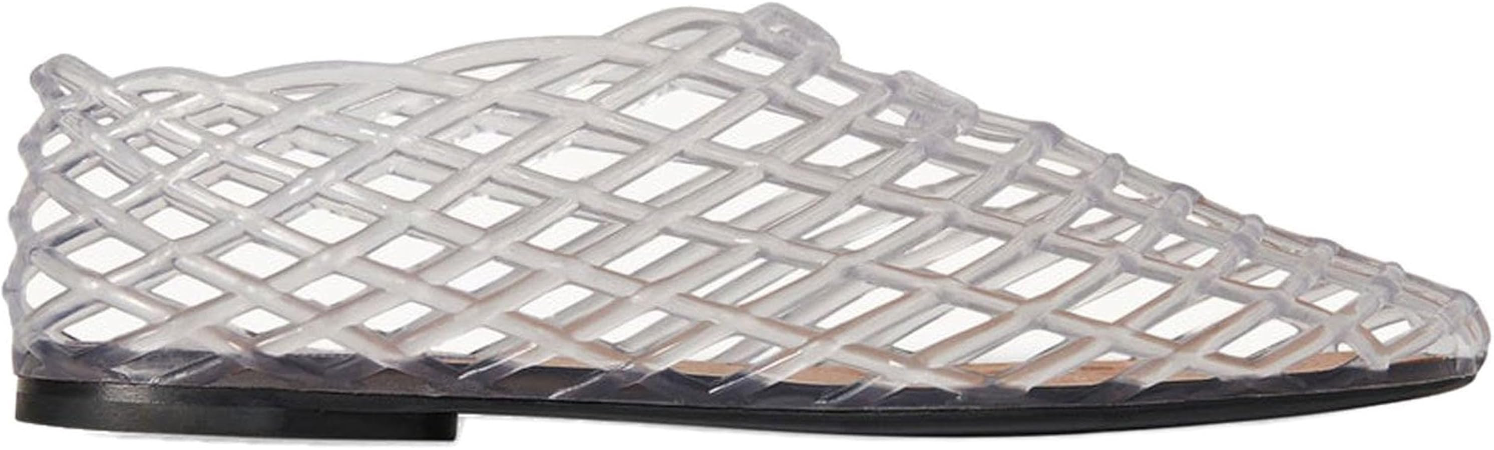 Jelly Mesh Ballet Flats for Women Clear Hollow Jellies Flat Sandals Round Toe Slip On Beach Balle... | Amazon (US)