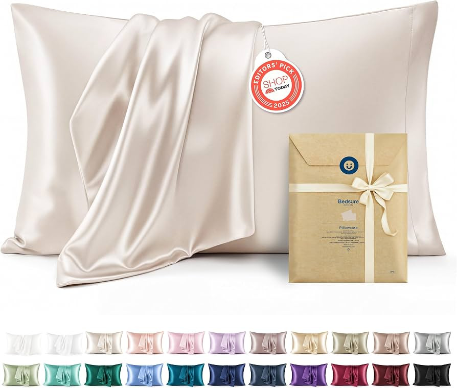 Bedsure Satin Pillowcases, Similar to Silk Pillow Cases Queen Size Set of 2, Cooling Pillow Case ... | Amazon (US)