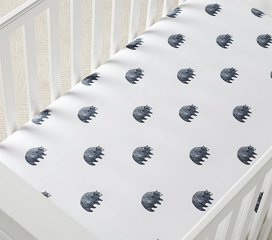 Asher Bear Organic Crib Fitted Sheet | Pottery Barn Kids