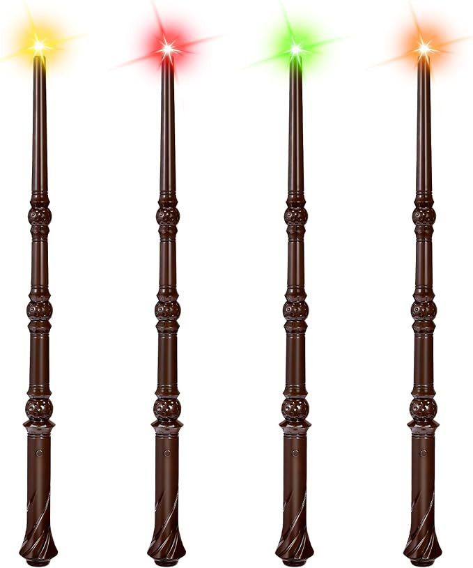 EnrichFun Light Up Magic Wand with Sounds & 4 Color Lights - 4PCS Illuminating Wizard Witch Toy W... | Amazon (US)